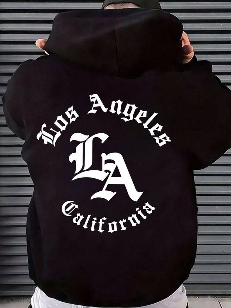 Los Angeles California Gothic Graphic Hoodie - Black